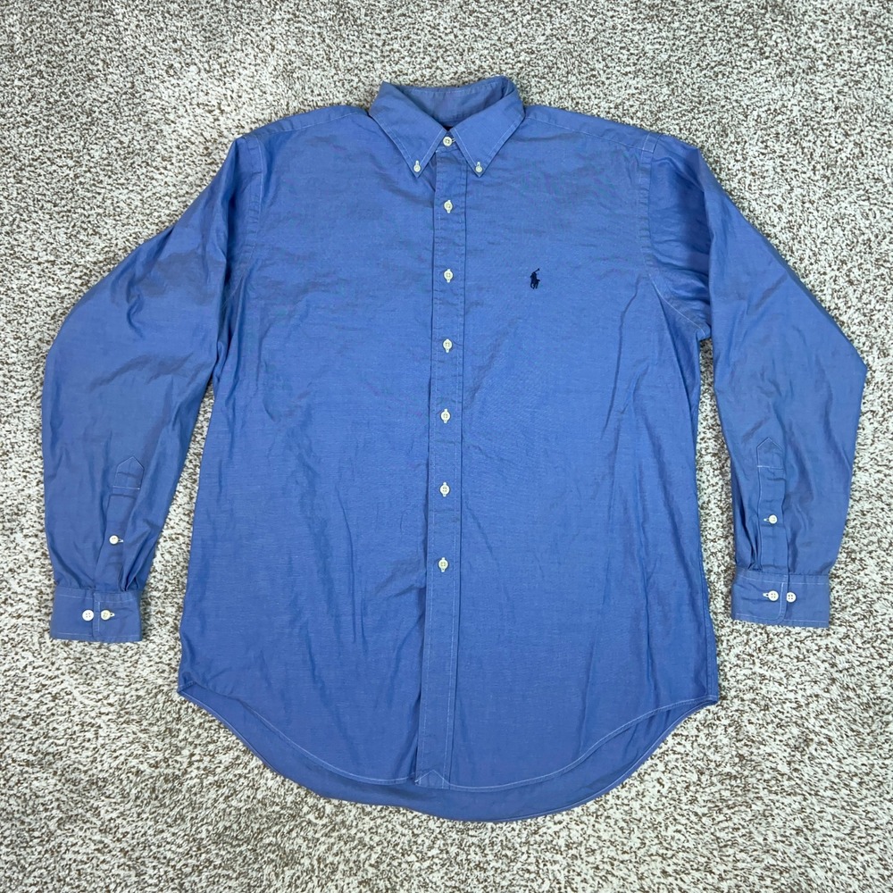 Ralph Lauren Shirt Mens 16 34/35 Dress Blue Yarmouth Cotton Oxford Office Work